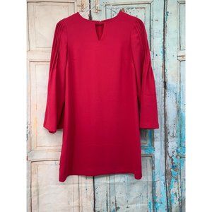 Ann Taylor 0 Petite Pleated Sleeve Keyhole Shift Dress Bollywood Pink